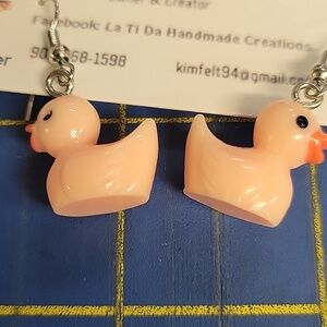 Peach Baby Duck 0.5" Earrings Easter Spring